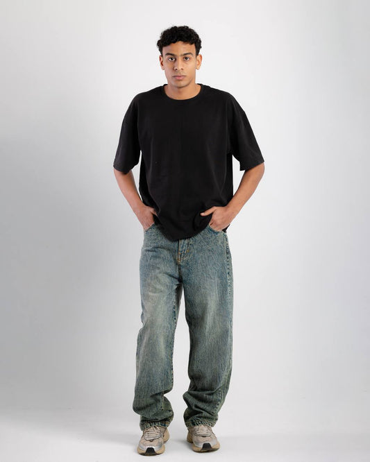 Scratched Gray Denim
